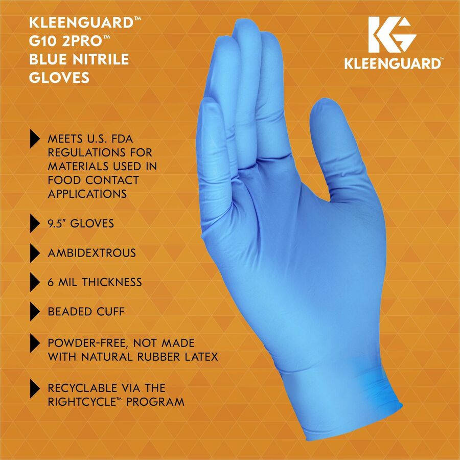 Kleenguard G10 Blue Nitrile Gloves - Small Size - For Right/Left Hand - Nitrile - Blue - High Tactile Sensitivity, Textured Grip - For Food Handling, Food Preparation, Manufacturing, Food Service, Electrical, Electrical Contracting, Painting, Automotive -