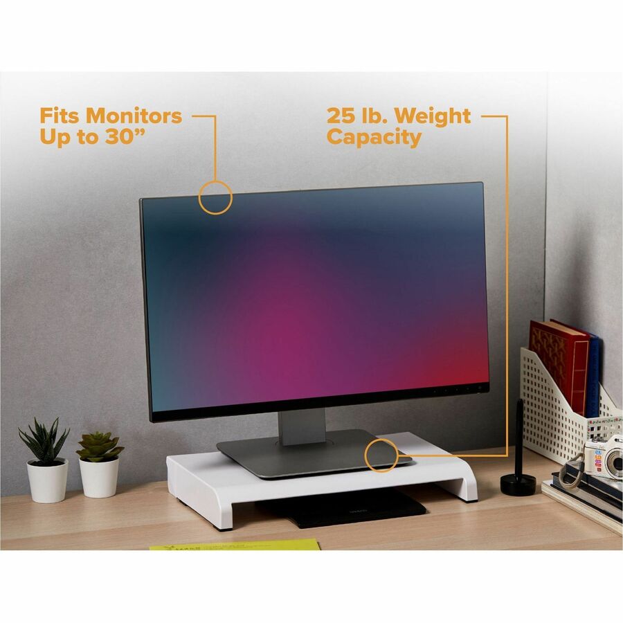 Stanley-Bostitch Adjustable Monitor Stand - Up to 30" Screen Support - 25 lb Load Capacity - White