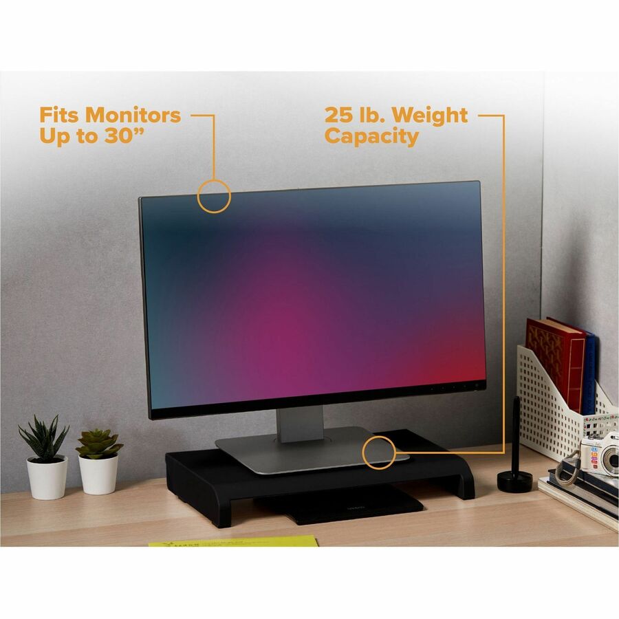 Stanley-Bostitch Adjustable Monitor Stand - Up to 30" Screen Support - 25 lb Load Capacity - Black