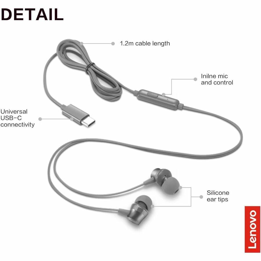 Lenovo 300 USB-C Wired In-Ear Headphone