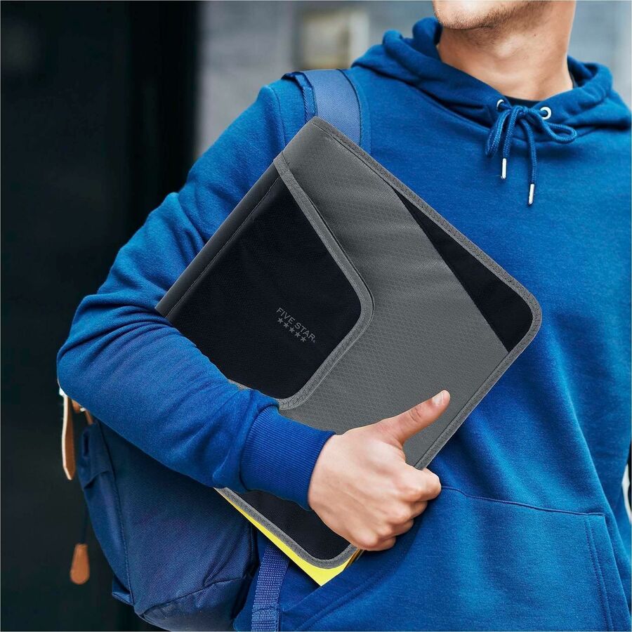 Mead Zipper Binder - 500 Sheet Capacity - 3 Ring - Fastener: Ring - Pocket: 3 - Multi-colored - Zipper Closure, Wear Resistant, Tear Resistant, Durable, Expandable - 1 Each - Kennedy Office