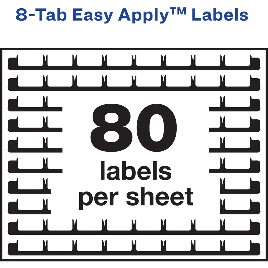 Avery® 8 Tab Easy Print & Apply Clear Label Sheet Refills (11226) - Inkjet, Laser - Clear - Plastic - 3 Total Sheets - 30 / Pack