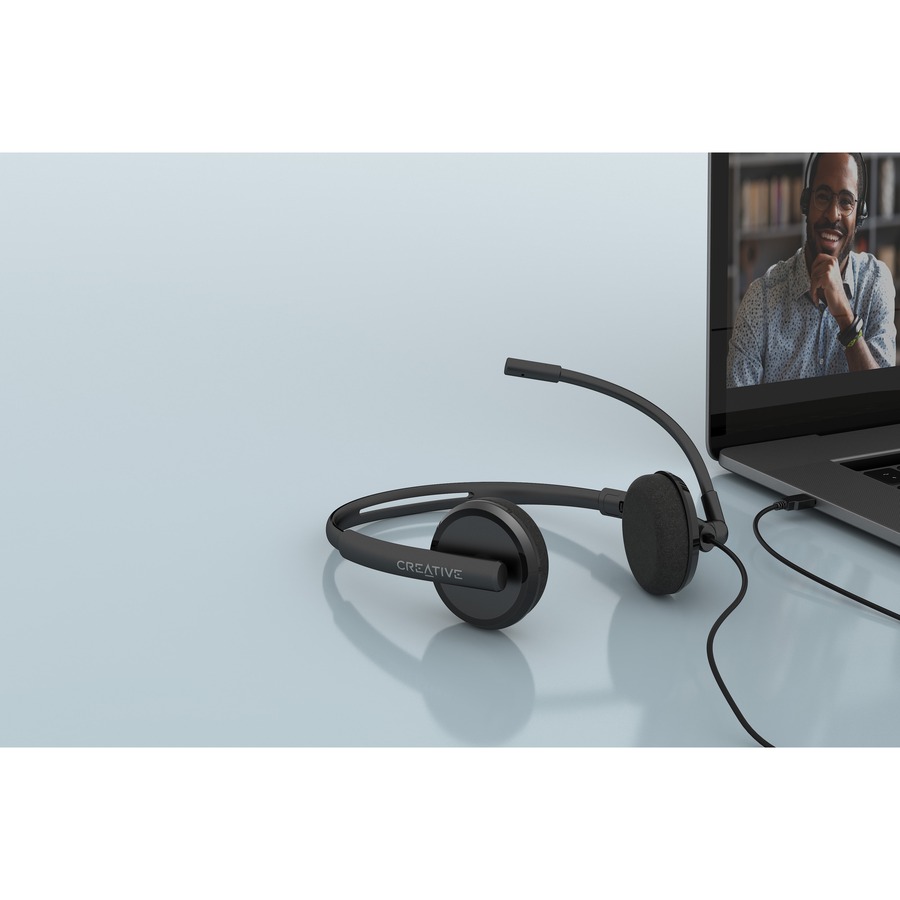 Remote and On-Ear Mic Inline Headset Creative USB with Noise-Cancelling HS-220