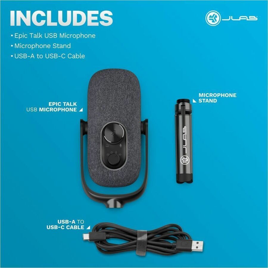 Black EPIC TALK USB desktop microphone for voice calls and content recording — alternate view 5
