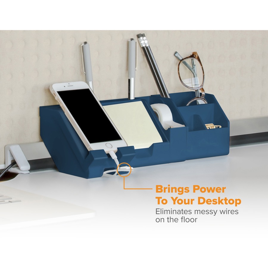 Bostitch Konnect 5-Piece Desktop Organizer Kit - ABS Plastic, Brushed Aluminum - Blue - 1 Each