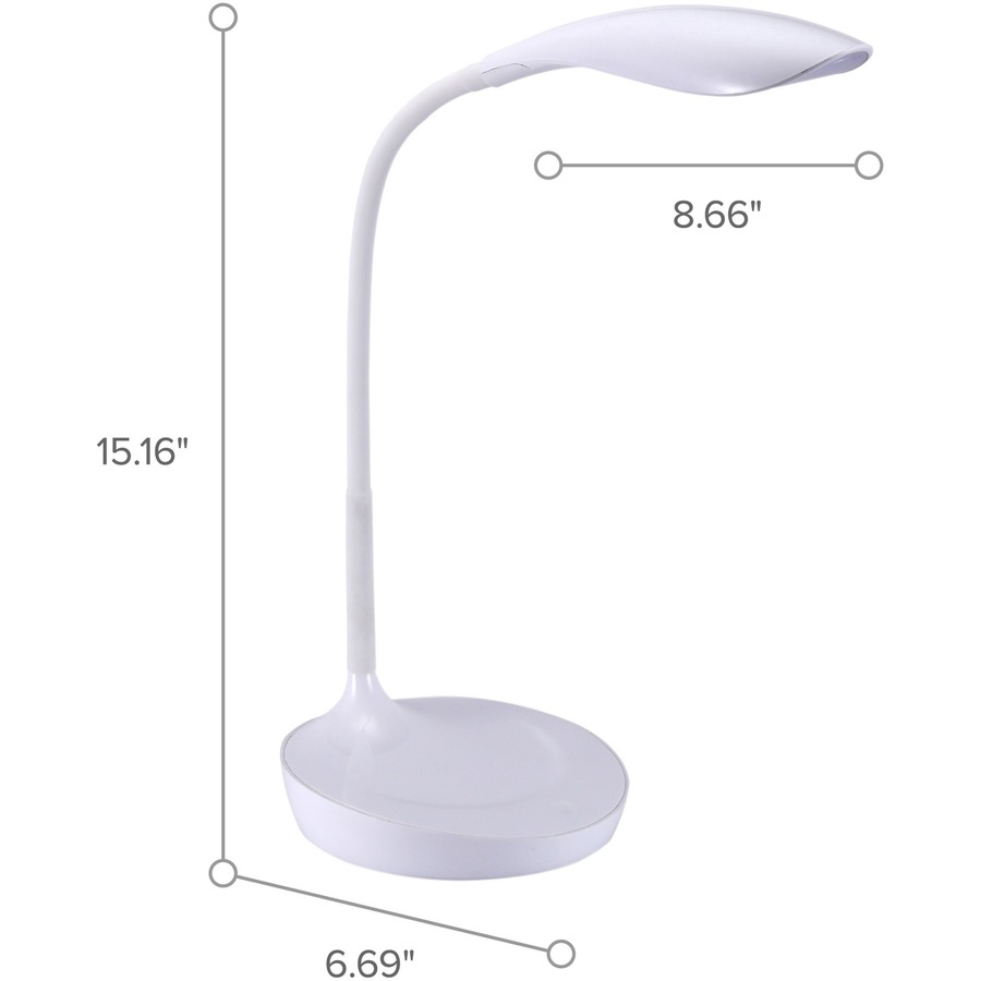 Bostitch Konnect Gooseneck LED Desk Lamp - LED Bulb - Dimmable, Gooseneck, Touch Sensitive Control Panel, Adjustable Brightness, Flexible, Flicker-free, Glare-free Light, Eco-friendly, USB Charging - Desk Mountable - White - for Office, Smartphone, Smart 