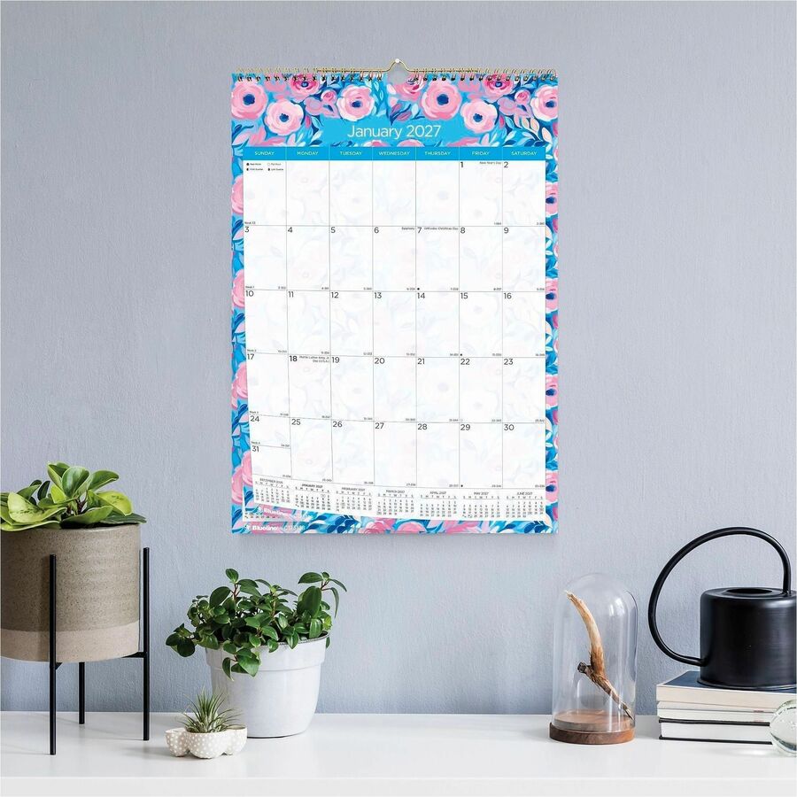 Picture of Blueline Abstract Floral Monthly Wall Calendar