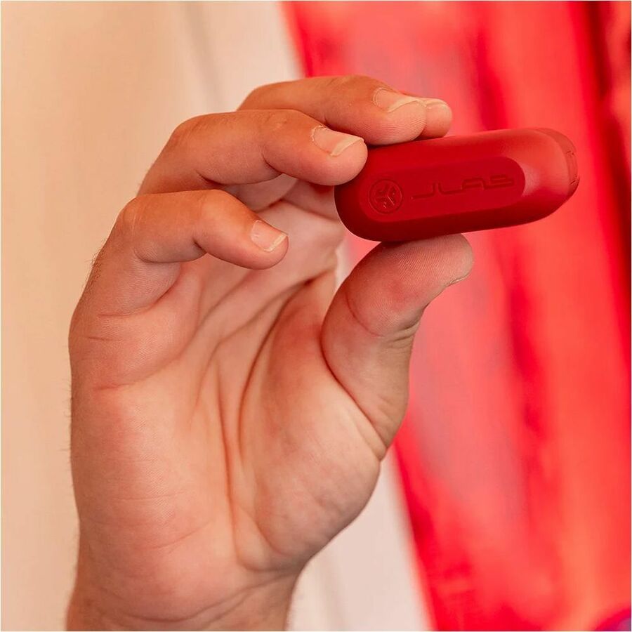 JLab Go Air Pop true wireless earbuds in rose with charging case — alternate view 5