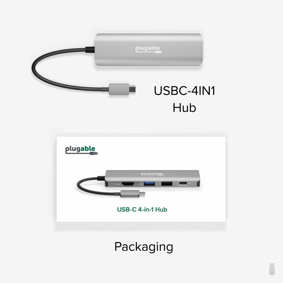 Plugable 4-in-1 USB-C Hub with 4K HDMI, 100W Charging – Plugable