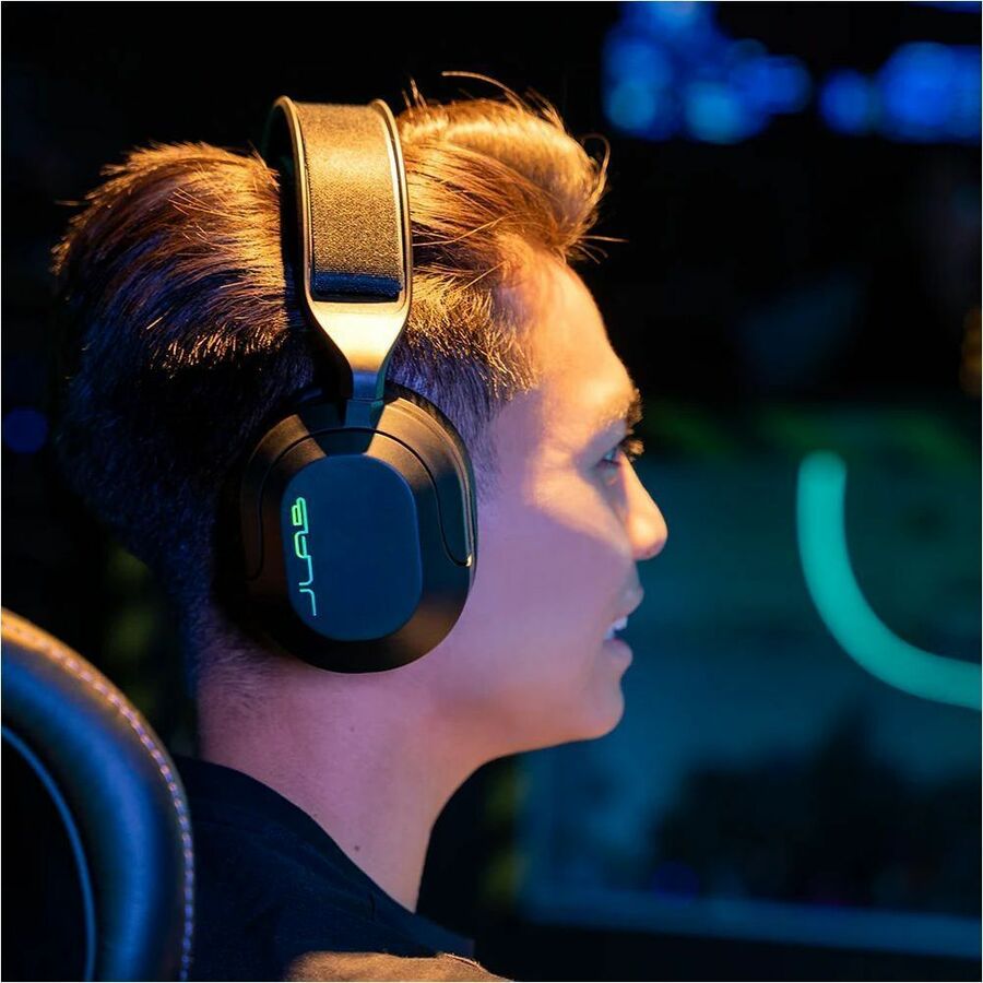 JLab Audio NIGHTFALL over-ear wired gaming headset in black with boom microphone — alternate view 5