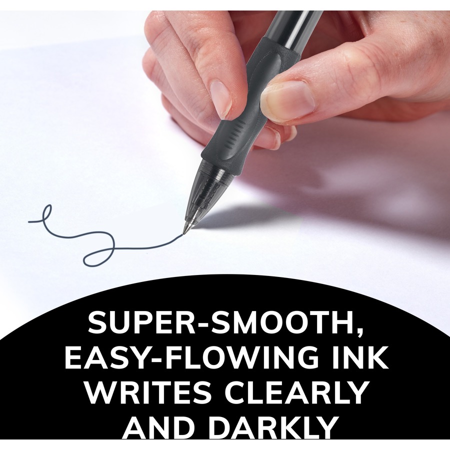 BIC Gel Retractable Pens - Medium Pen Point - 0.7 mm Pen Point Size - Refillable - Retractable - Black Water Based Ink - Transparent Barrel - 4 / Pack - Gel Ink Pens - BICRLCP41BK