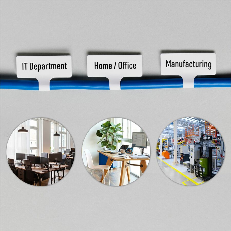Avery Cable Labels, T-Style, 1.25" x 2" , 300 Total (61539) - Waterproof - 1 1/4" Width x 2" Length - Permanent Adhesive - T-shaped - Inkjet, Laser - White - Film - 30 / Sheet - 10 Total Sheets - 300 Total Label(s) - 1 - Durable, Uncoated, Chlorine-free, 