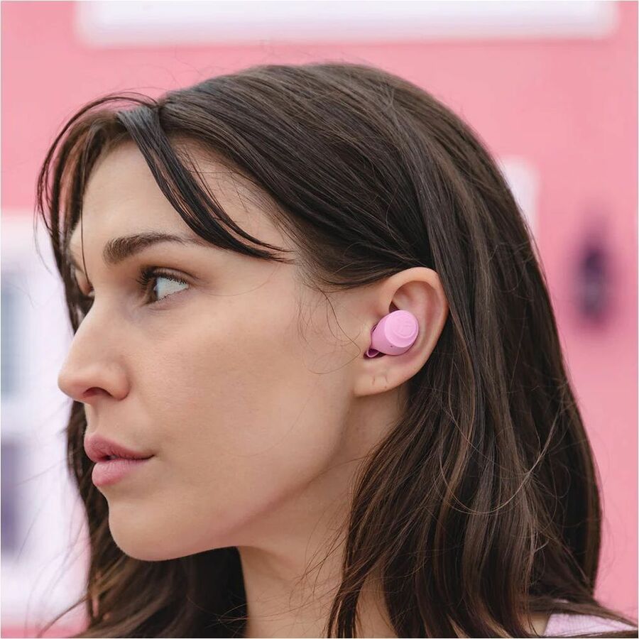 JLab GO Air Pop true wireless earbuds in pink with charging case — alternate view 5