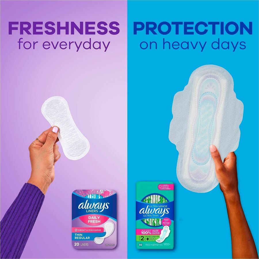 Always Thin Daily Liners, Wrapped - Regular - Absorbent, Comfortable, Individually Wrapped, Unscented - 1 Pack