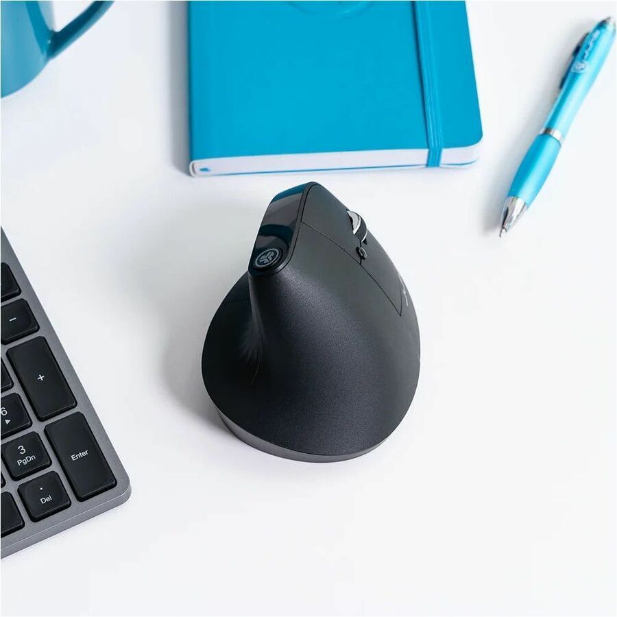 JLAB JBuds Ergonomic Wireless Mouse in black, shown from a top-front angle — alternate view 5