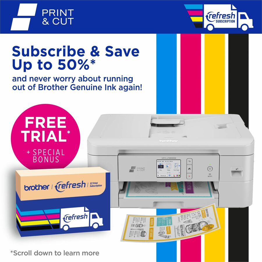 Brother MFC-J1800DW Wireless Inkjet Multifunction Printer - Color
