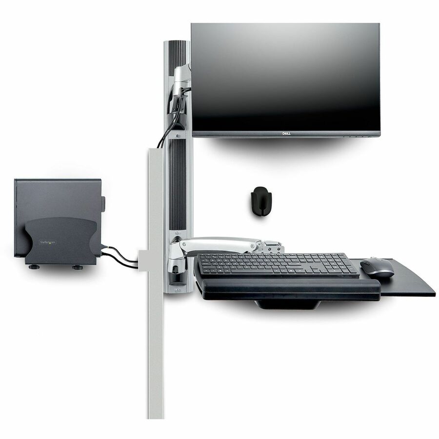 StarTech.com Wall Mount Workstation, VESA Mount 22lb/10kg, Fully Articulating Monitor Mount & Keyboard Tray, Standing Desk w/PC Bracket