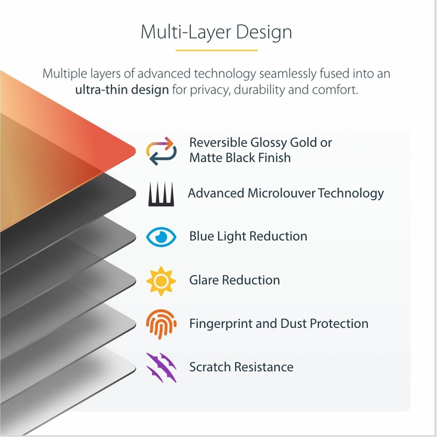 StarTech 27-inch 16:9 Gold Monitor Privacy Screen, Reversible Filter w/Enhanced Privacy, Screen Protector/Shield, +/- 30&deg; View Angle