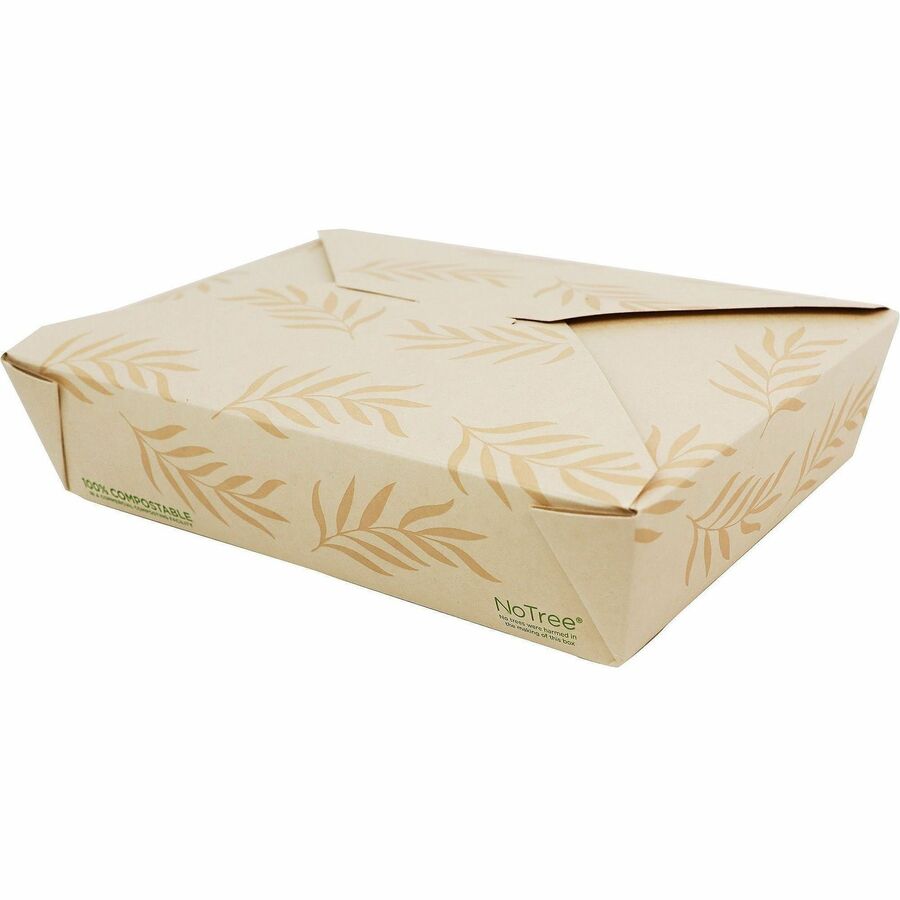No Tree Compostable Paper Folded Containers - Food Storage, Food, Commercial - Natural - Paper, Bamboo Body - 4 / Carton