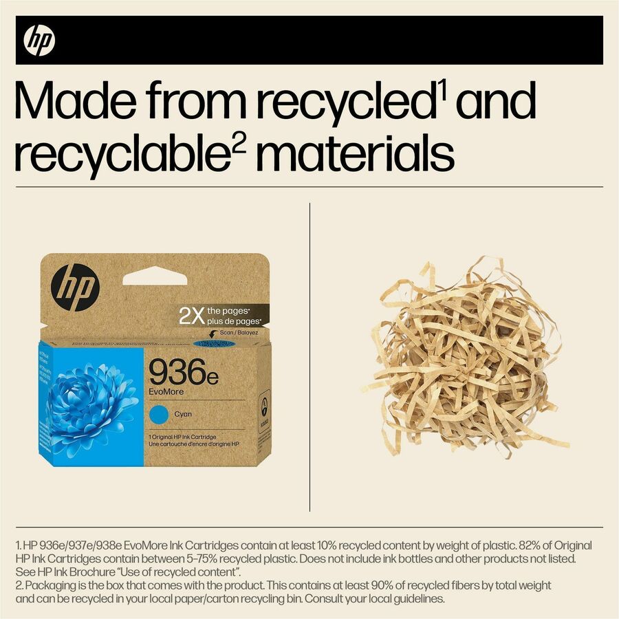 HP EvoMore 936e Original High Yield Inkjet Ink Cartridge - Cyan - 1 Each - 1650 Pages