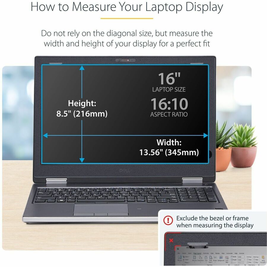StarTech 16-inch 16:10 Flip-Up Privacy Screen w/Touch, Anti-Glare Privacy Filter, Laptop Monitor Screen Protector, Blue Light Filter