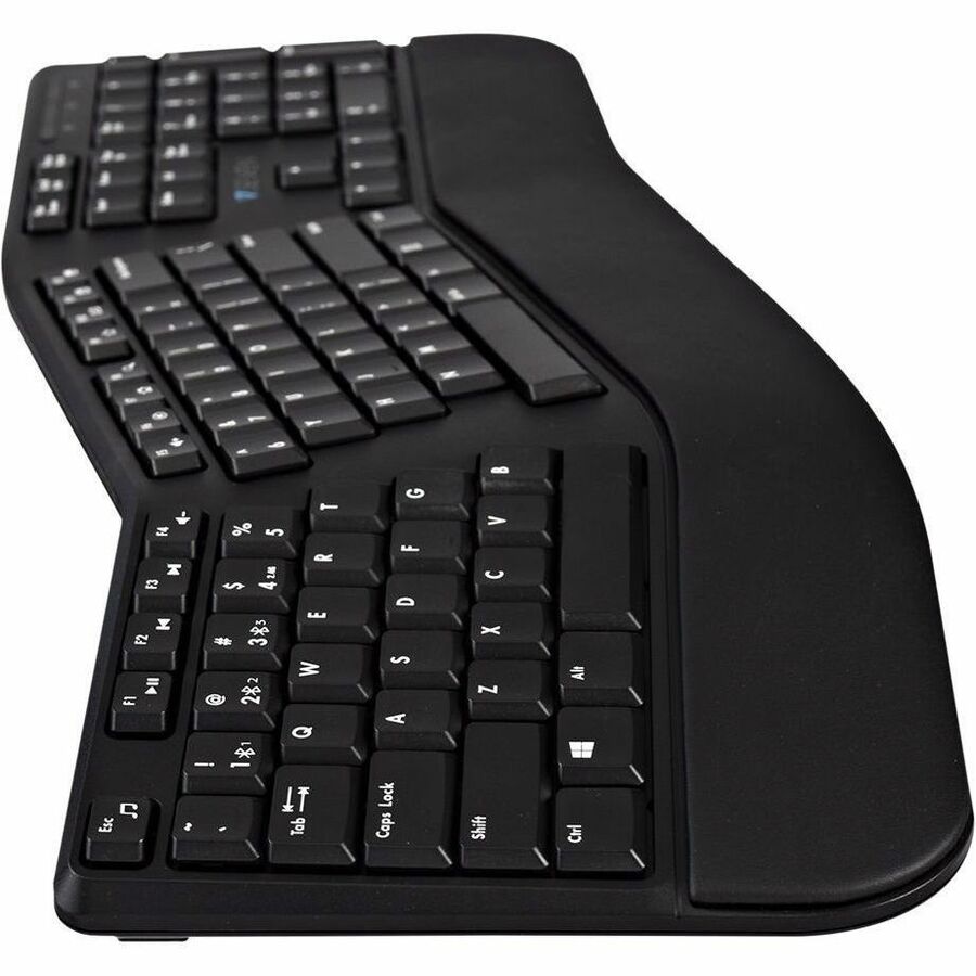 V7 Bluetooth Split Ergonomic Keyboard and Mouse Combo - Business - US Layout - English (US) - QWERTY - Black - Wireless Connectivity - Bluetooth - RF - 2.4GHz - Full Size - Padded Palm Rest - USB Interface - Windows - MacOS - ChromeOS - Ergo - Dual Mode Connection - Multimedia keys - Lasered keycaps -Battery included