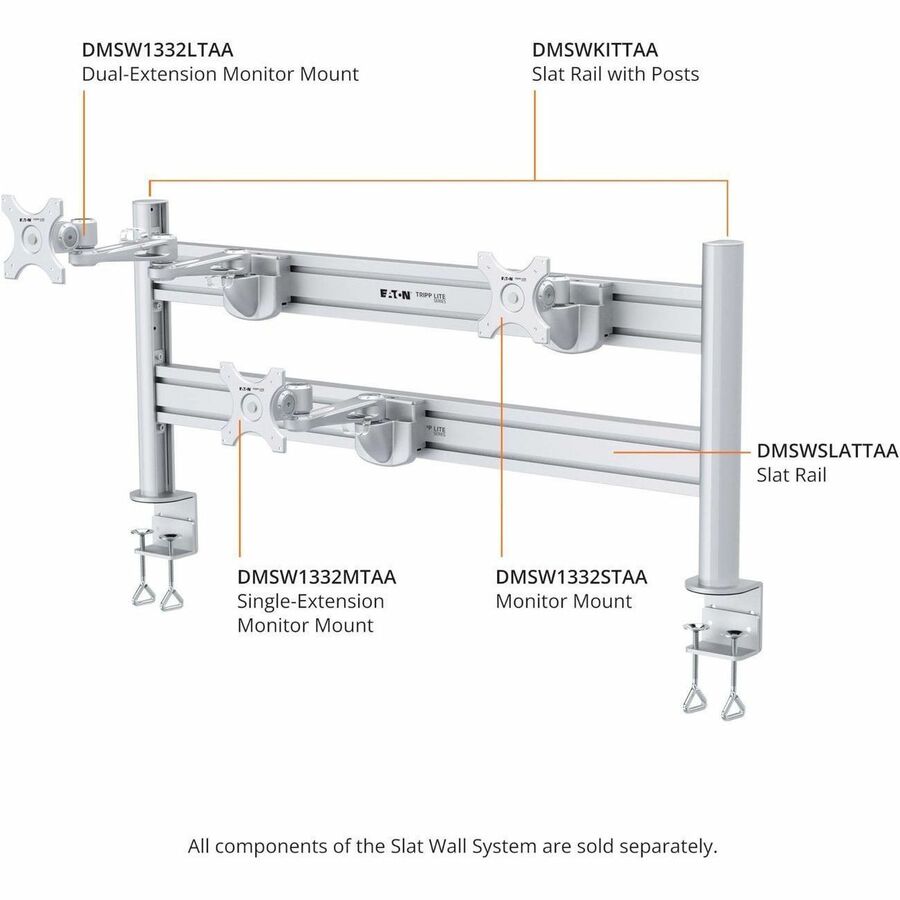 Eaton Tripp Lite Series Slat Rail with Posts for Slat Wall System, 40 in. (102 cm), TAA