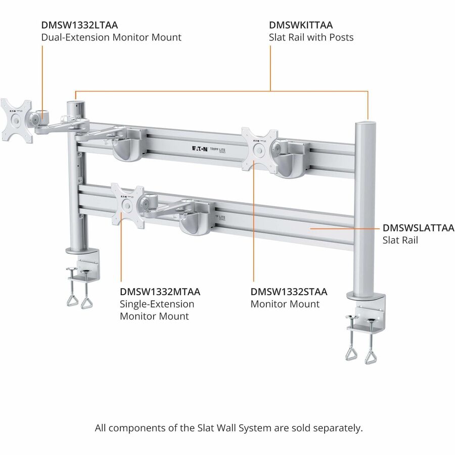 Eaton Tripp Lite Series Monitor Mount for Slat Wall System, 13" to 32" Displays, TAA