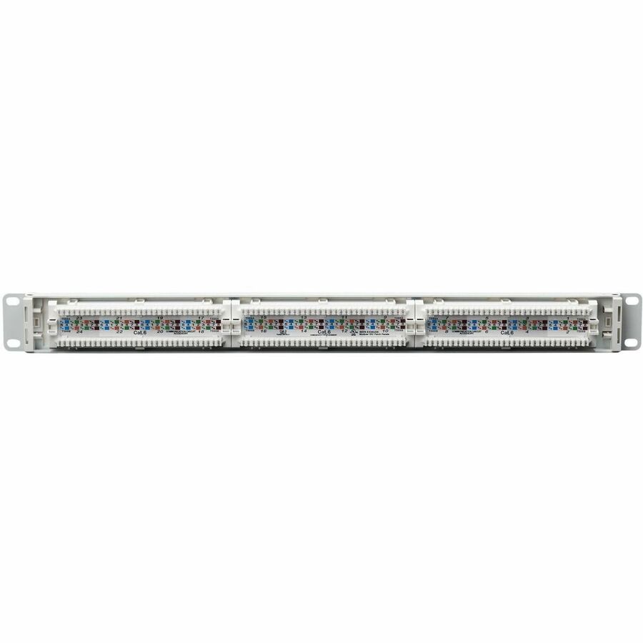 Eaton Tripp Lite Series 24-Port Cat6 Patch Panel - 4PPoE Compliant, 110/Krone, 568A/B, RJ45 Ethernet, 1U Rack-Mount, White, TAA