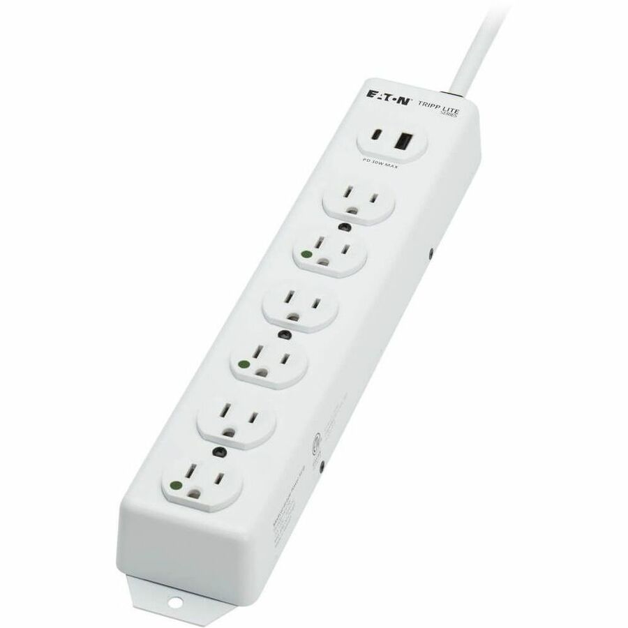 Eaton Tripp Lite Series Safe-IT UL 1363 Medical-Grade Power Strip, 6 Hospital-Grade Outlets, USB Charging, Safety Covers, Antimicrobial, 6 ft. Cord