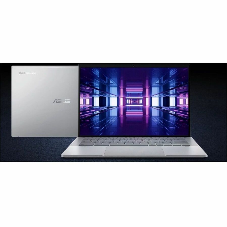 ASUS Chromebook Plus Enterprise silver laptop with 14-inch WQXGA display, Intel Core Ultra 5 115U, 8 GB RAM, and 256 GB SSD — alternate view 5