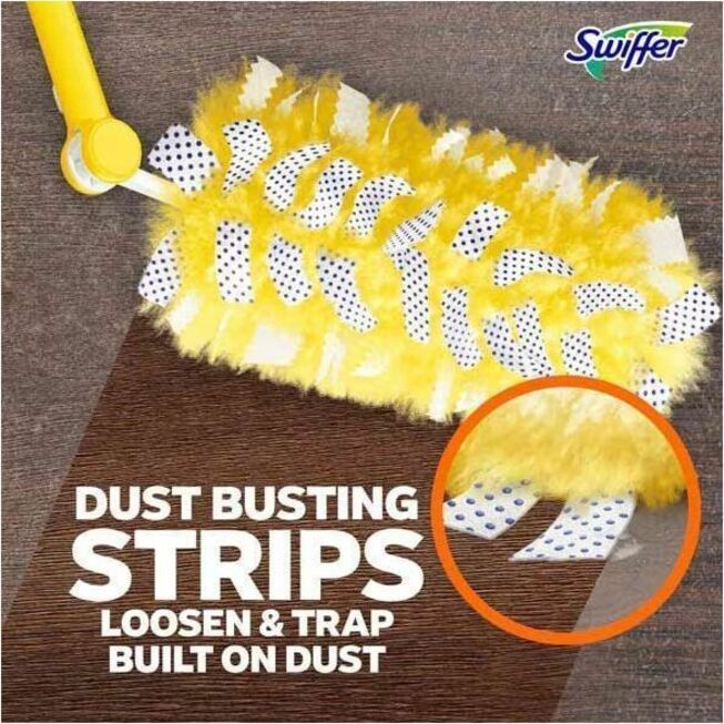 Swiffer Unscented Duster Kit - Fiber Bristle - 36" Handle Length - Yellow - 3 / Pack