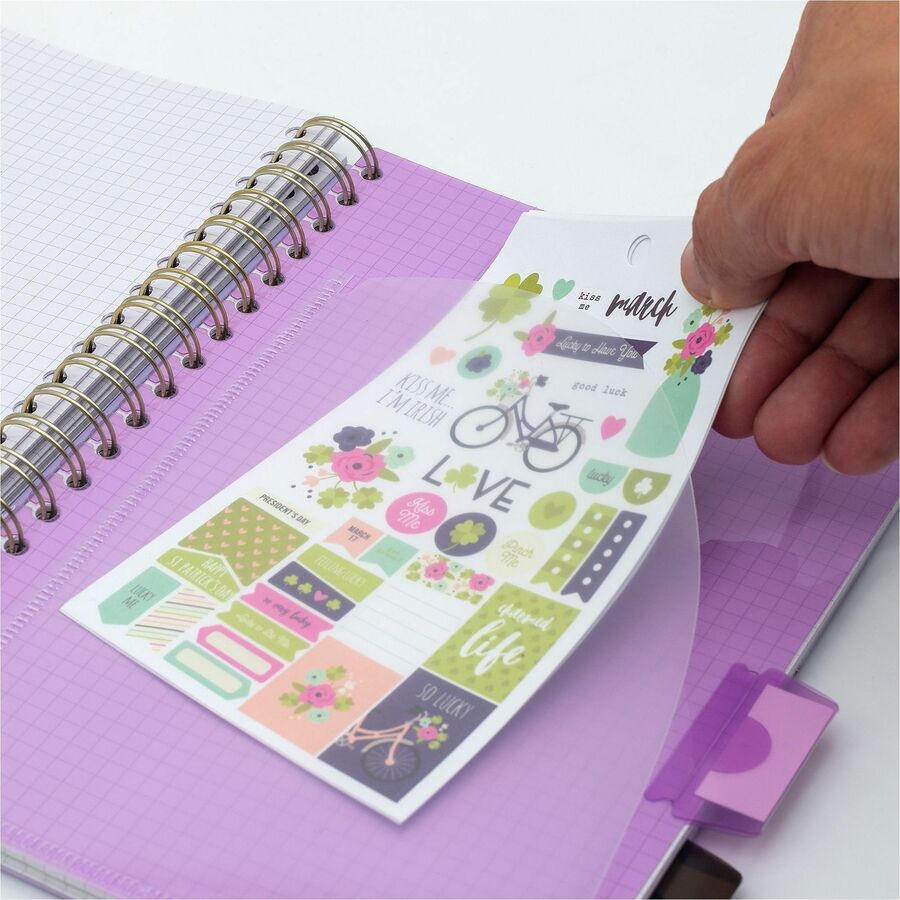 Pukka Pads Rochelle & Jess Notebook - 5 Subject(s) - 100 Sheets - Quad Ruled Front Ruling - Ruled Margin - 80 g/m² Grammage - 7 1/2" x 10" Sheet Size - Black, Lilac, Gold Cover - Graph Layout, Note Section, Repositionable Divider - 3 / Pack