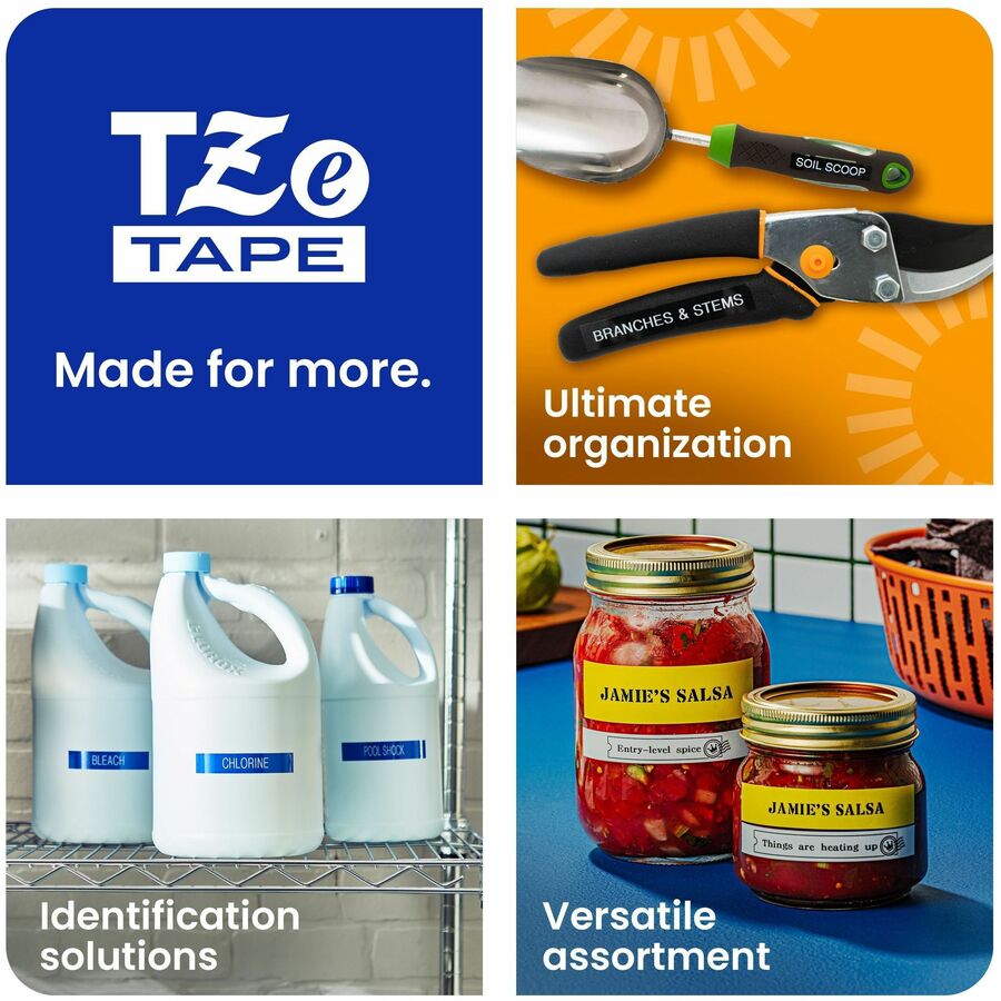 Brother Genuine P-touch TZeS251 BK on WHT Label Tape, Strong Adhesive Lam., 24mmX8m