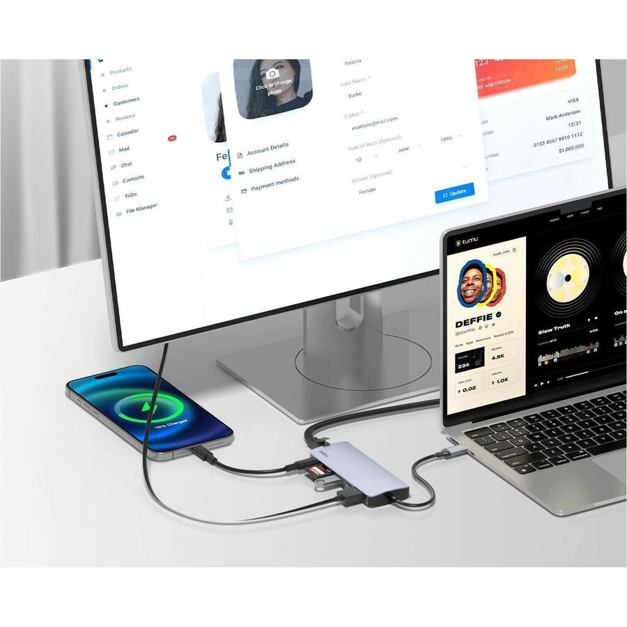 Belkin 6-Port USB-C Hub - USB-C to 2xUSB-A, 1xUSB-C, 1xEthernet, 1x8K HDMI, 1xSD Reader - Docking Station - Grey