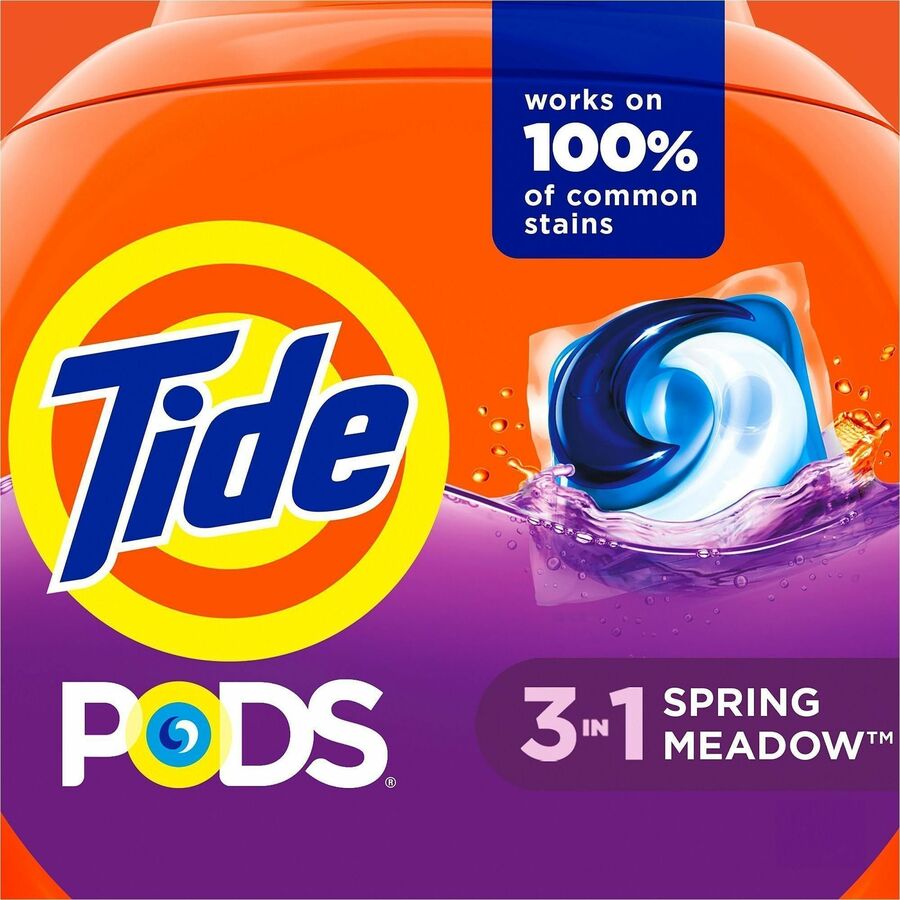 Tide Pods Laundry Detergent - For Laundry, Washing Machine, Clothes - Concentrate - Pod - Spring Meadow Scent - Recommended For: Stain Remover, Odor Remover - Deodorize - Orange - 42 / Pack