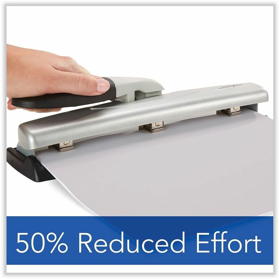 Swingline Standard Lever Handle Punches - 2, 3 Punch Head(s) - 12 Sheet of 20lb Paper - 9" , 32" Punch Size - Metal - Black - Kennedy Office