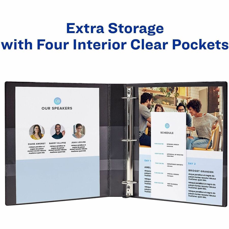 Avery® One Touch Heavy-Duty View Binder - 1" Binder Capacity - Letter - 8 1/2" x 11" Sheet Size - 275 Sheet Capacity - 1 2/5" Spine Width - 1" Ring - Fastener: D-Ring - Pocket: 4, Internal - Linen pattern - Navy Blue - Recycled - One Touch Ring, Heavy