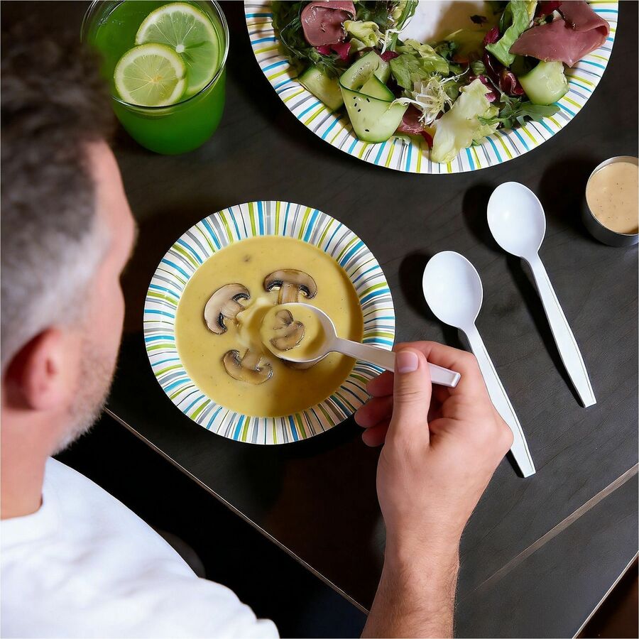 Genuine Joe Heavy-Weight Polypropylene Cutlery - Soup Spoon - Soup Spoon - Food, Cafeteria, Breakroom - Disposable - Polypropylene - White - 1 Carton