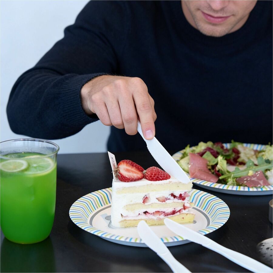 Genuine Joe Heavy-Weight Polypropylene Cutlery - Knife - Knife - Food, Cafeteria - Disposable - Polypropylene - White - 1 Carton