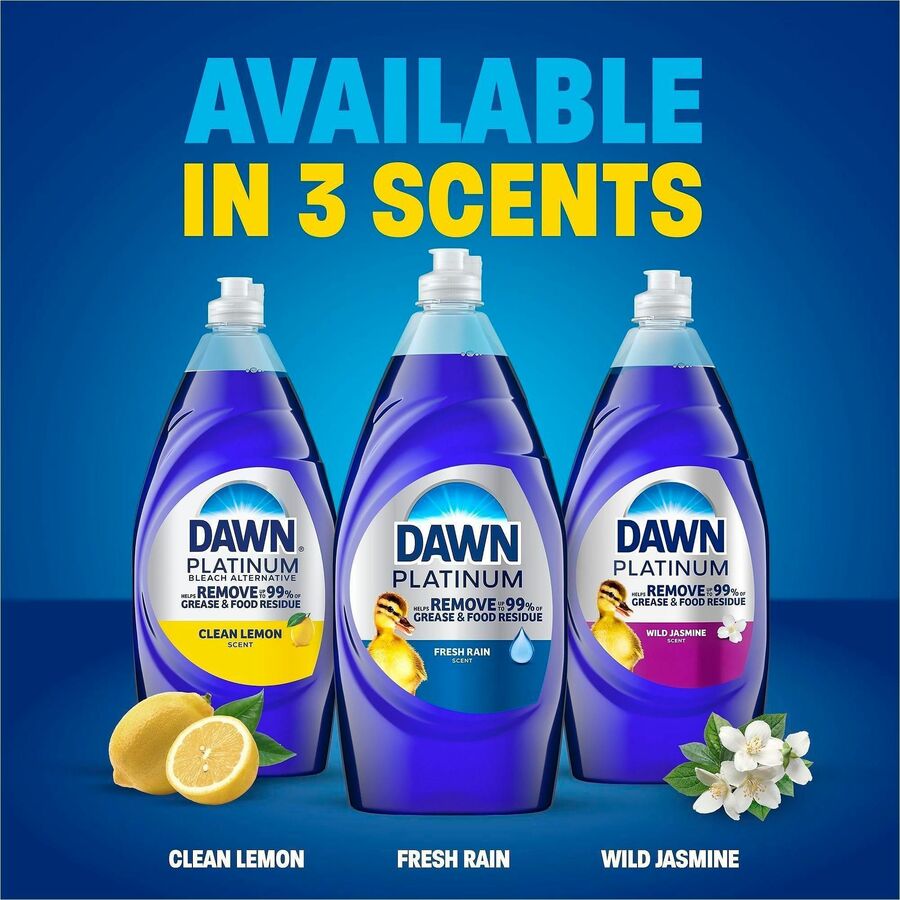 Dawn Platinum Dishwashing Soap - For Multipurpose - Liquid - 30 fl oz (0.9 quart) - Fresh Rain Scent - Recommended For: Grease Remover, Grime Remover, Food Remover, Residue Remover - Versatile - Blue - 8 / Carton