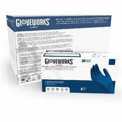 Picture of Gloveworks Blue HD Latex Powder-Free Exam Gloves
