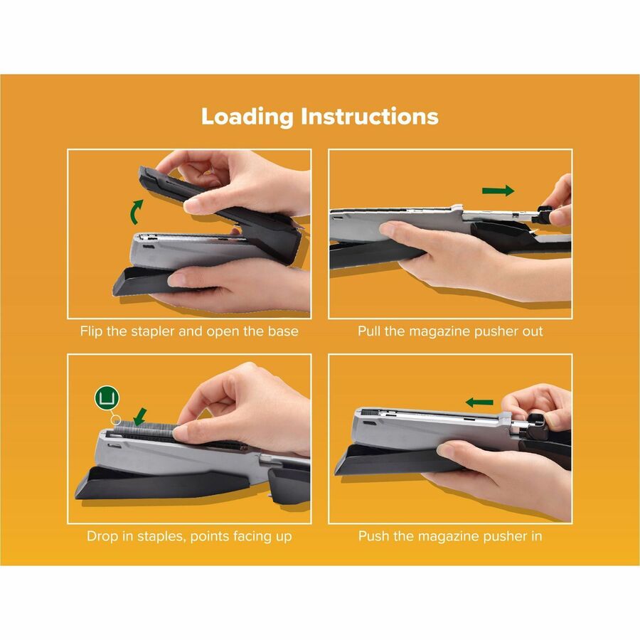 Bostitch InPower Spring-Powered Antimicrobial Desktop Stapler - 20 Sheets Capacity - 210 Staple Capacity - Full Strip - 1 Each - Silver, Black