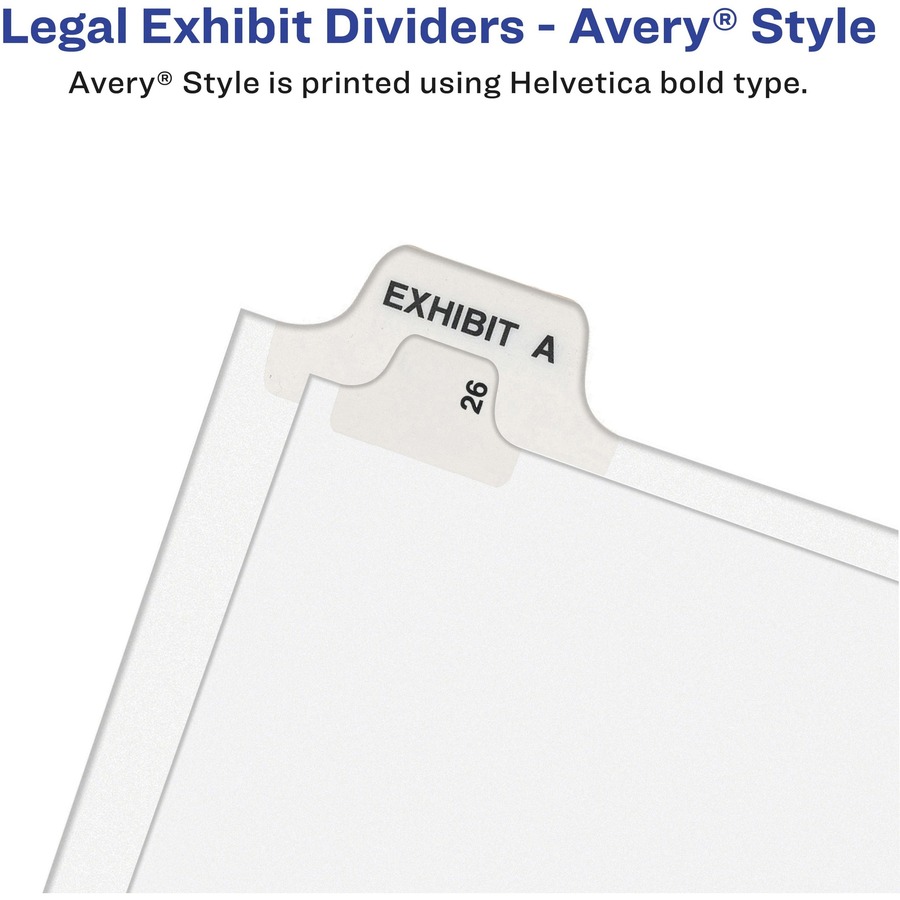 Avery® Standard Collated Legal Exhibit Divider Sets - Avery Style - 25 x Divider(s) - Printed Tab(s) - Character - A-Z - 26 Tab(s)/Set - 8.5" Divider Width x 11" Divider Length - Letter - White Paper Divider - White Tab(s) - Recycled - Reinforced Tab,