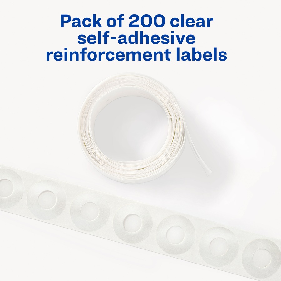Avery® Hole Reinforcement Label Rings - 0.3" Diameter - Clear - Polyvinyl - 200 / Pack