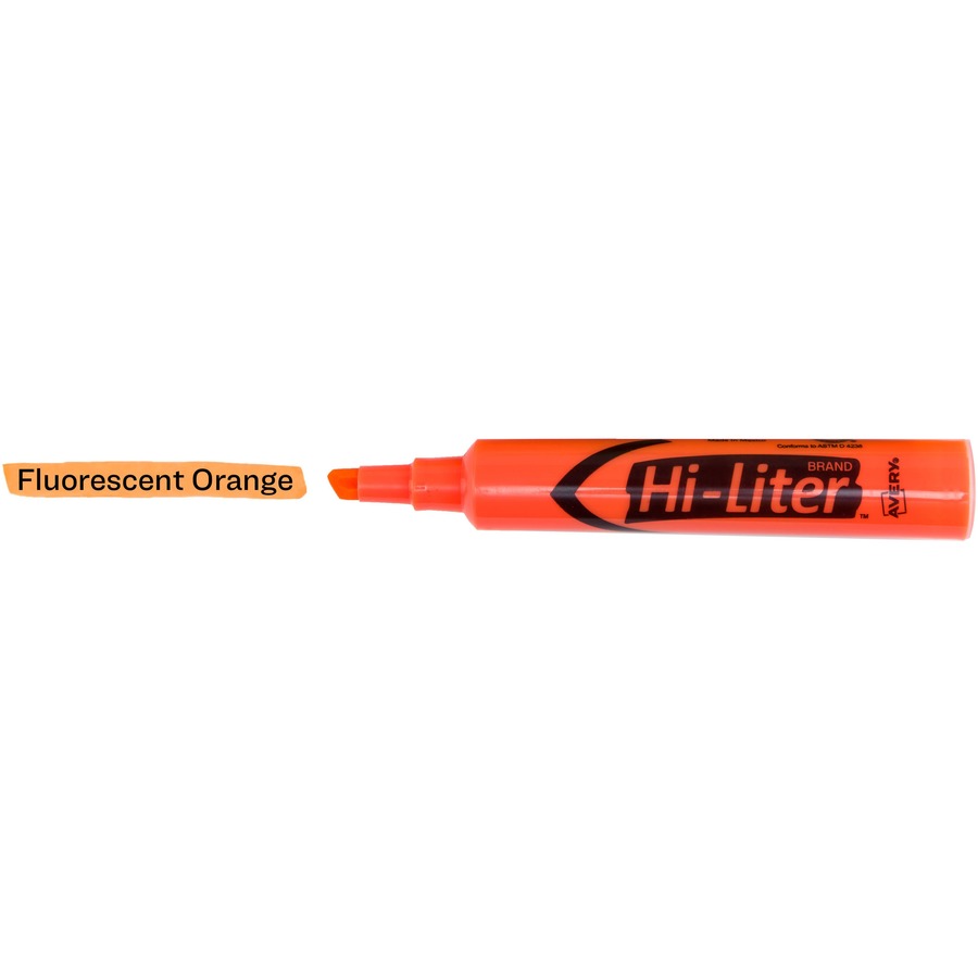 Avery® Desk-Style, Fluorescent Orange, 1 Count (24050) - Chisel Marker Point Style - Fluorescent Orange Water Based Ink - Orange Barrel - 1 Dozen