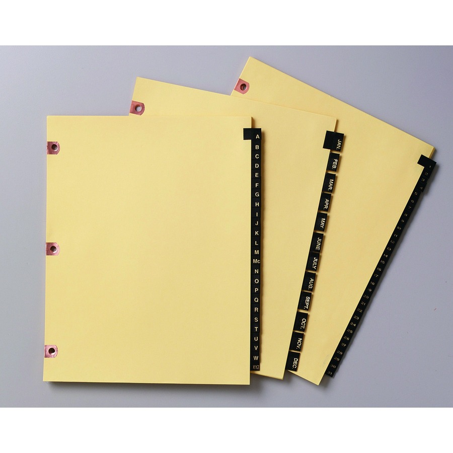 Avery® Tab Divider - 31 x Divider(s) - 1-31 - 31 Tab(s)/Set - 8.5" Divider Width x 11" Divider Length - 3 Hole Punched - Buff Paper Divider - Black Paper, Leather Tab(s) - Recycled - 1