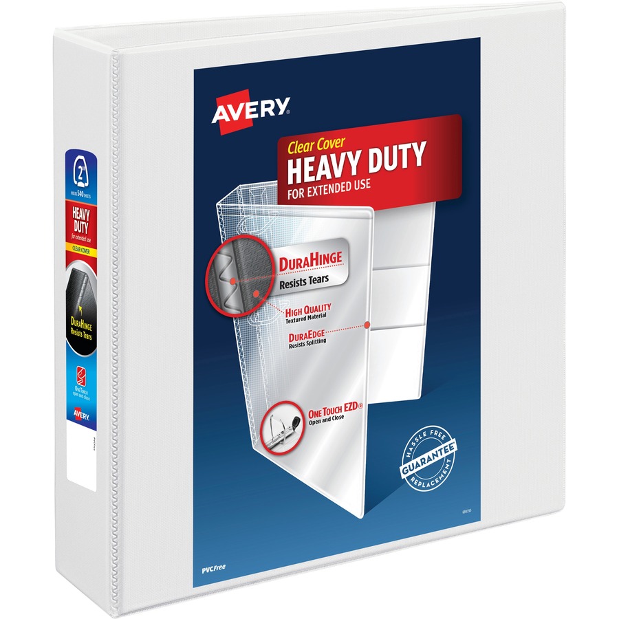 Avery® Heavy-Duty View 3 Ring Binder - 2" Binder Capacity - Letter - 8 1/2" x 11" Sheet Size - 540 Sheet Capacity - 3 x Ring Fastener(s) - 4 Pocket(s) - Polypropylene - Recycled - Pocket, Heavy Duty, One Touch Ring, Long Lasting, Tear Resistant, Split