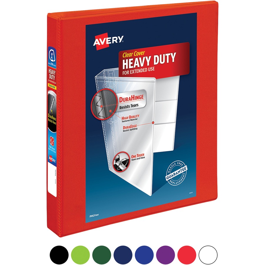 Avery® Heavy-Duty View Binder - 1" Binder Capacity - Letter - 8 1/2" x 11" Sheet Size - 275 Sheet Capacity - 3 x Ring Fastener(s) - 4 Pocket(s) - Polypropylene - Recycled - Pocket, Heavy Duty, One Touch Ring, Long Lasting, Tear Resistant, Split Resist