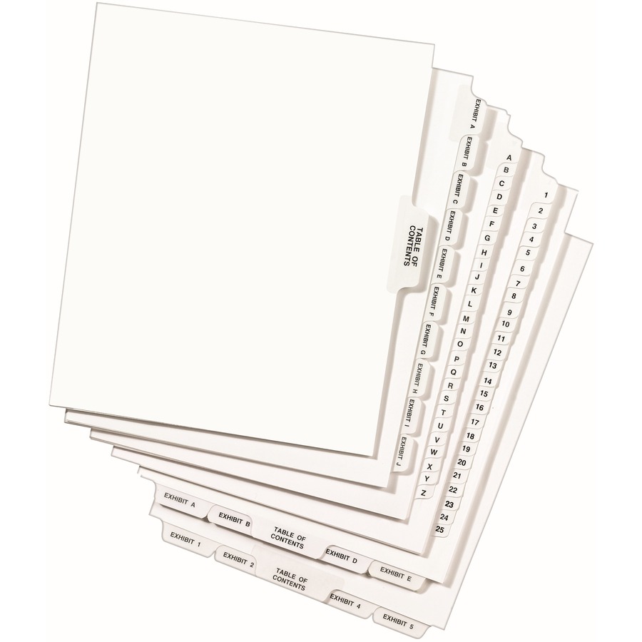 Avery Standard Collated Legal Dividers Style Letter Size 801 825 Tab Set 82311 Side Tab S 801 825 25 Tab S Set 8 5 Divider Width X 11 Divider Length Letter Legal White